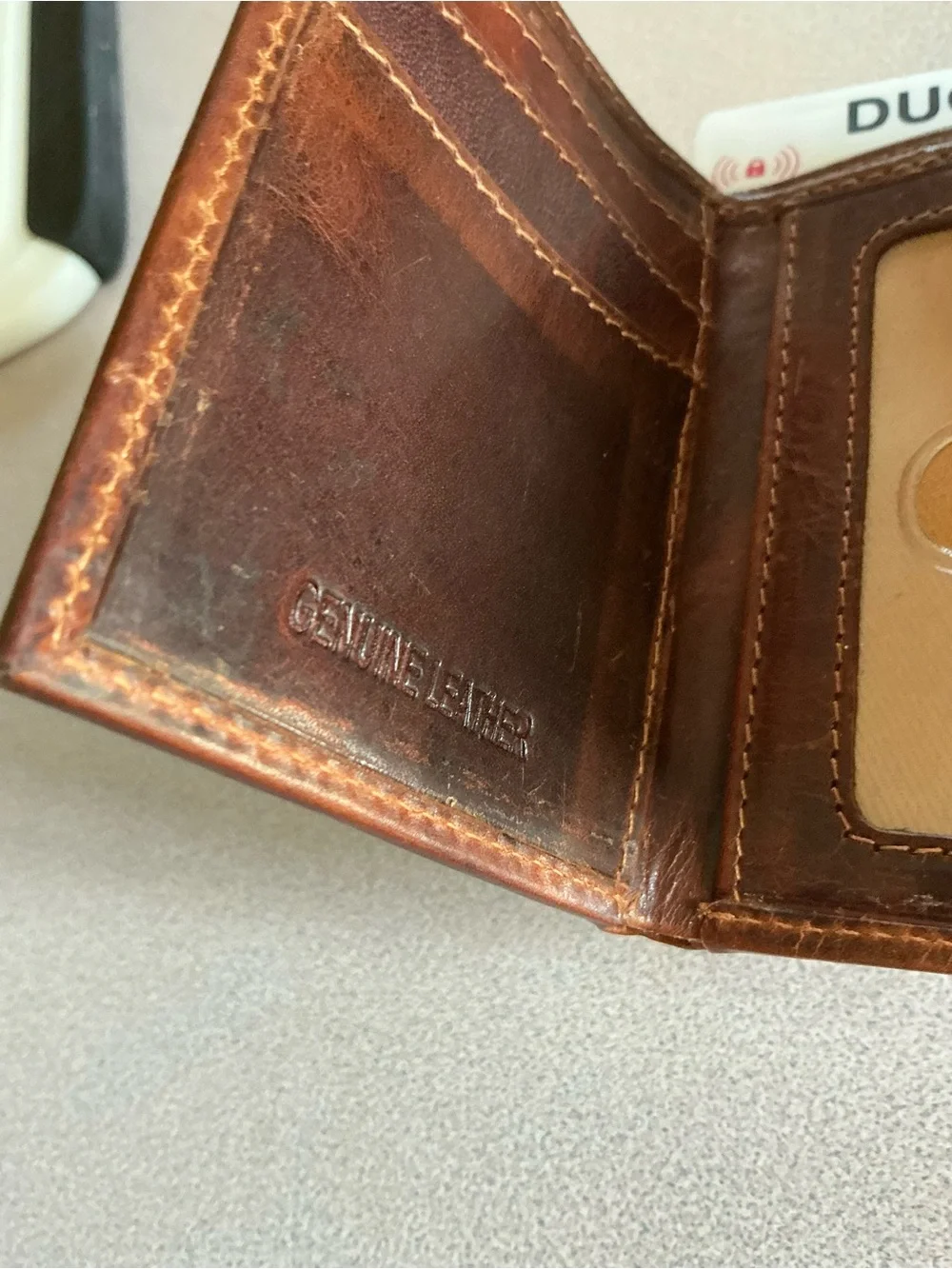 Duchamp Brown Leather Slim Tri-Fold Wallet